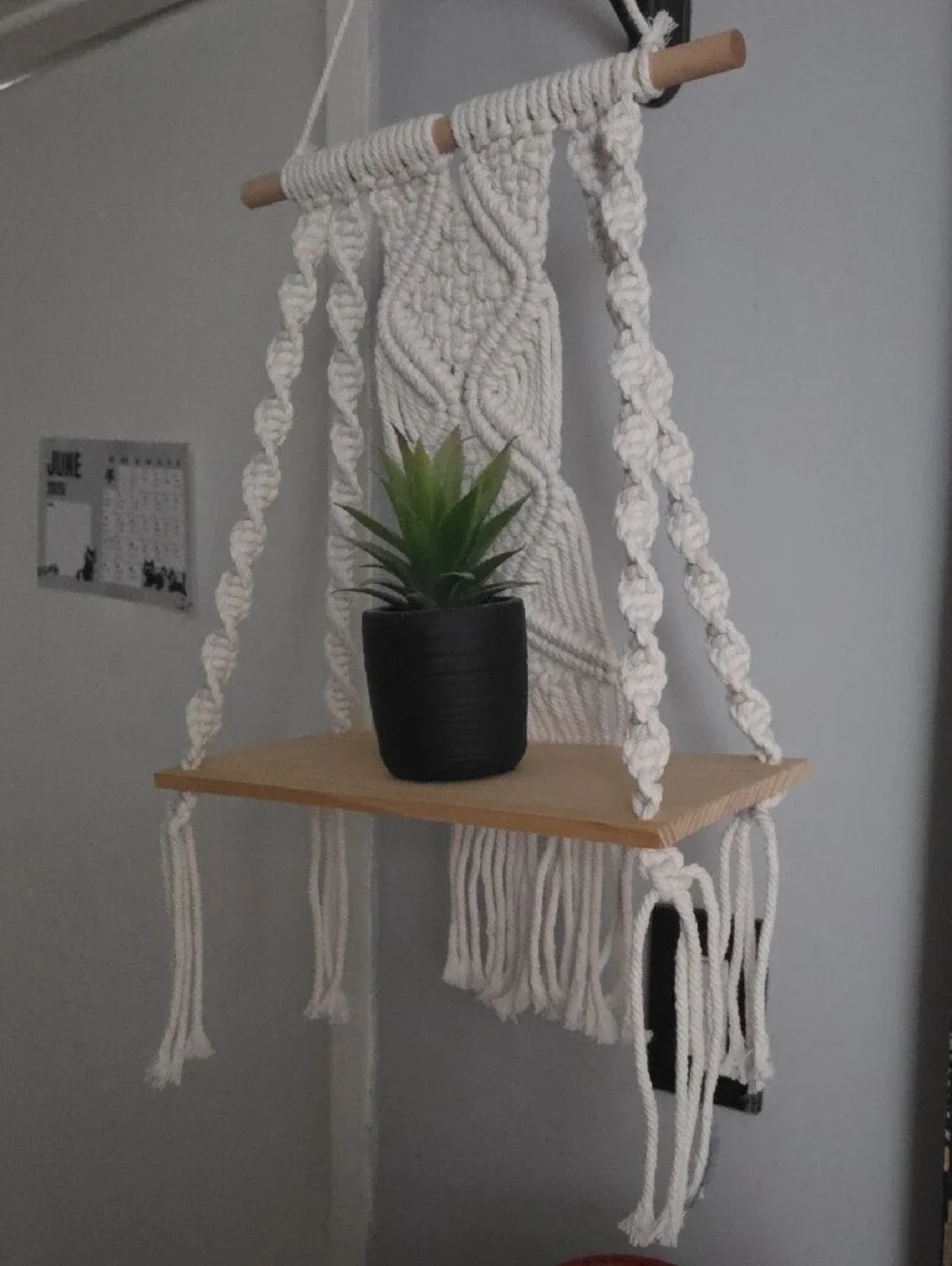 Macrame Hanging Shelf - Cream Boho Wall Decor